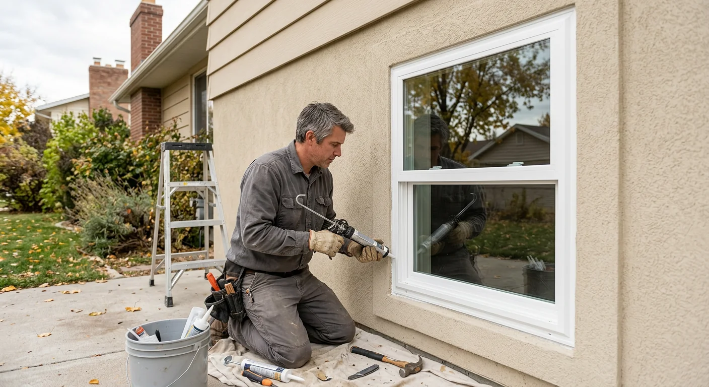 Close-up of a new white double hung window installed in a Kearns ranch home