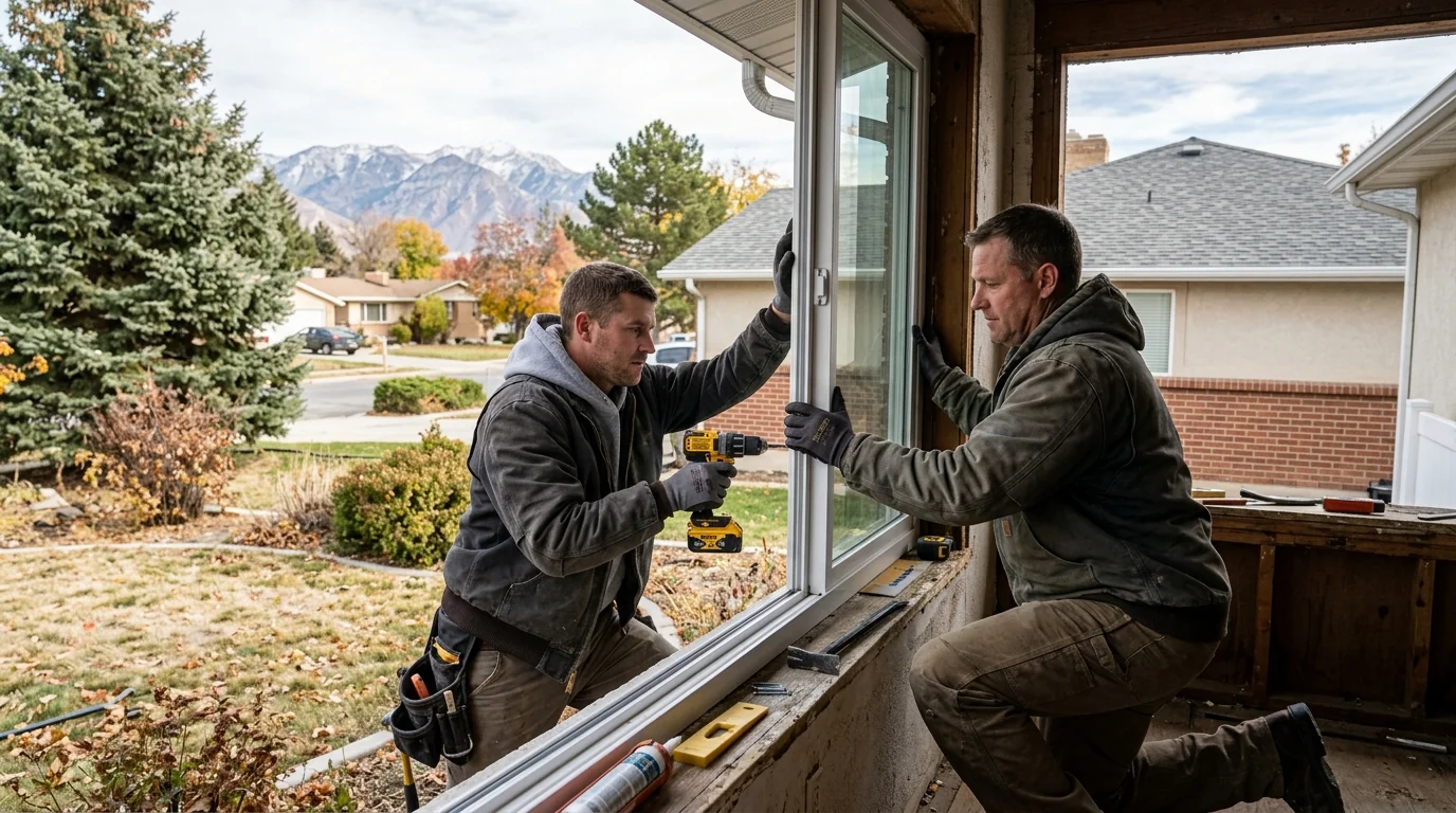Freshly installed energy efficient window brightening a cozy living room