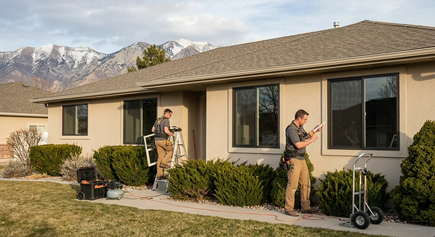 Wide shot of a single-story Kearns home with several replacement windows installed